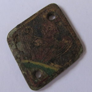 Medieval Bronze Mount Limoges Enamel St Matthew c.15th Century AD-0