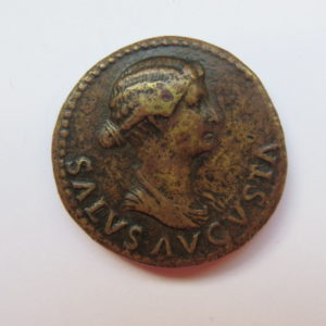 Tiberius Bronze Dupondius 14-37AD Showing bust r. of Livia 22-23AD-6254