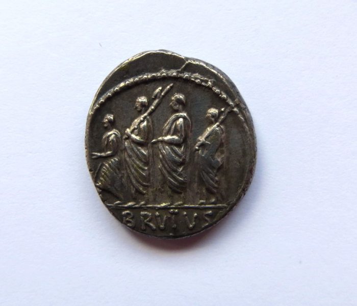 Marcus Junius Brutus AR Denarius 54BC head of Libertas-8269