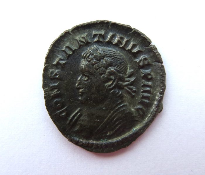Constantine I Bronze Follis 307-337AD London, left facing-8676