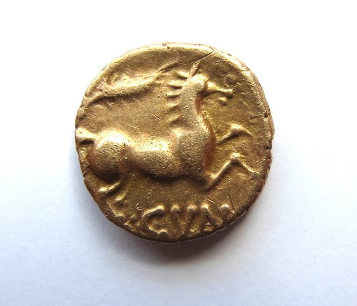 Catuvellauni Cunobelin Plastic Type Gold Quarter Stater 8-41AD-8977