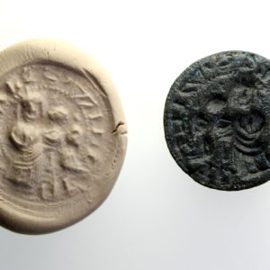 Medieval Seal Matrix 3 Figures (Mary and Child) 14th/15th Century AD-15220