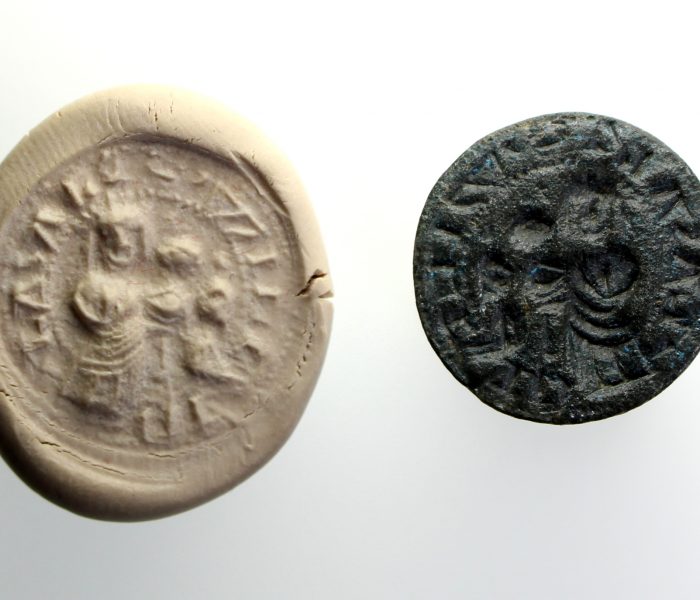 Medieval Seal Matrix 3 Figures (Mary and Child) 14th/15th Century AD-15220