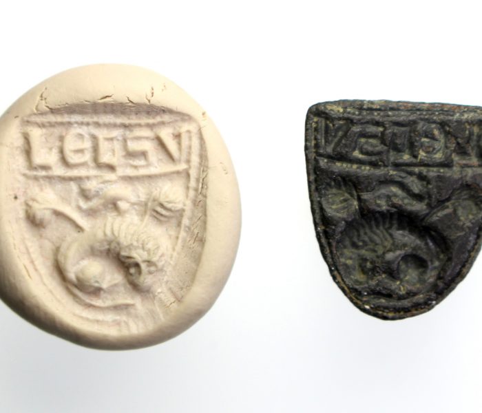 Bronze Shield Seal Matrix, Hare and Lion-15224