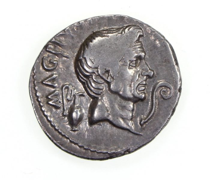 Sextus Pompey Silver Denarius 37-36BC-17795