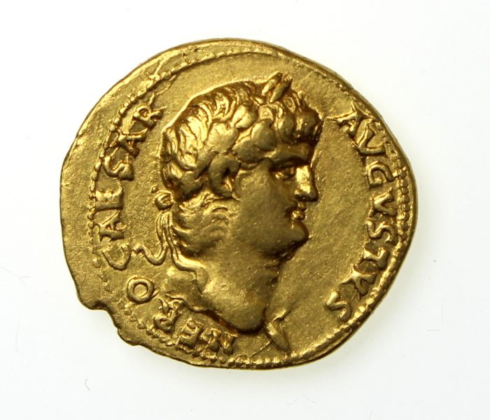 Nero Gold Aureus Struck 65-66AD in Rome - Reverse showing the temple of Janus-12629
