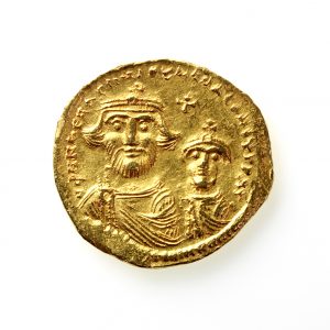 Heraclius & Heraclius Constantine Gold Solidus 610-641AD-12205