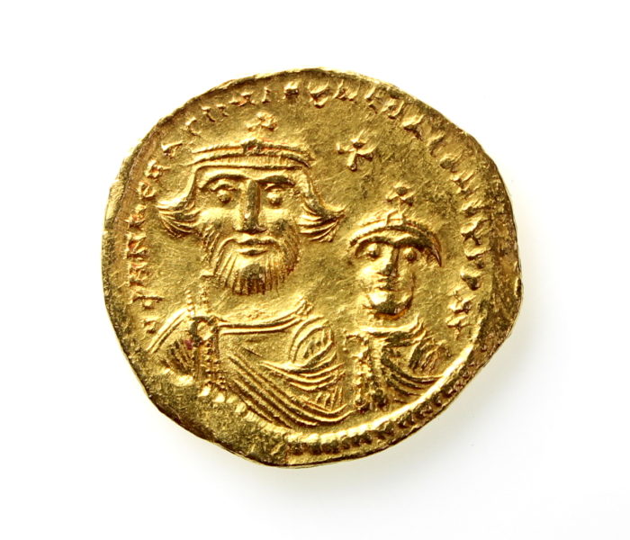 Heraclius & Heraclius Constantine Gold Solidus 610-641AD-12205