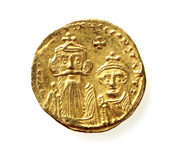 Heraclius & Heraclius Constantine Gold Soldius 610-641AD-12207