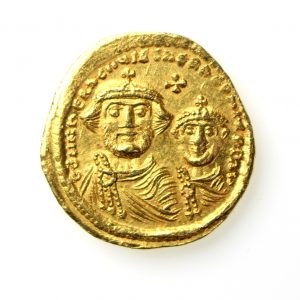 Heraclius & Heraclius Constantine Gold Solidus 610-641AD-12462
