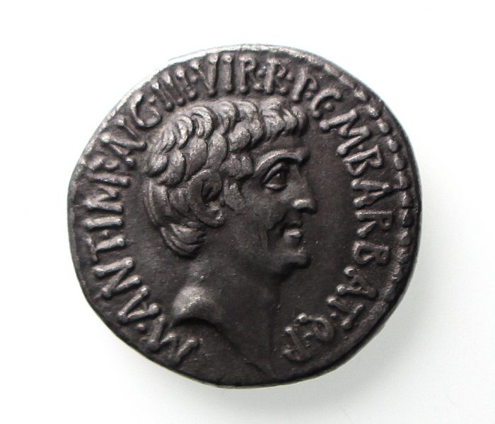 Mark antony & Octavian Silver Denarius 41BC-12463