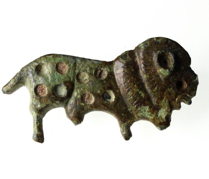 Roman Lion Brooch with enamelled spots-12516
