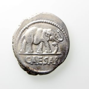 Julius Caesar Silver Denarius 49BC Elephant -0