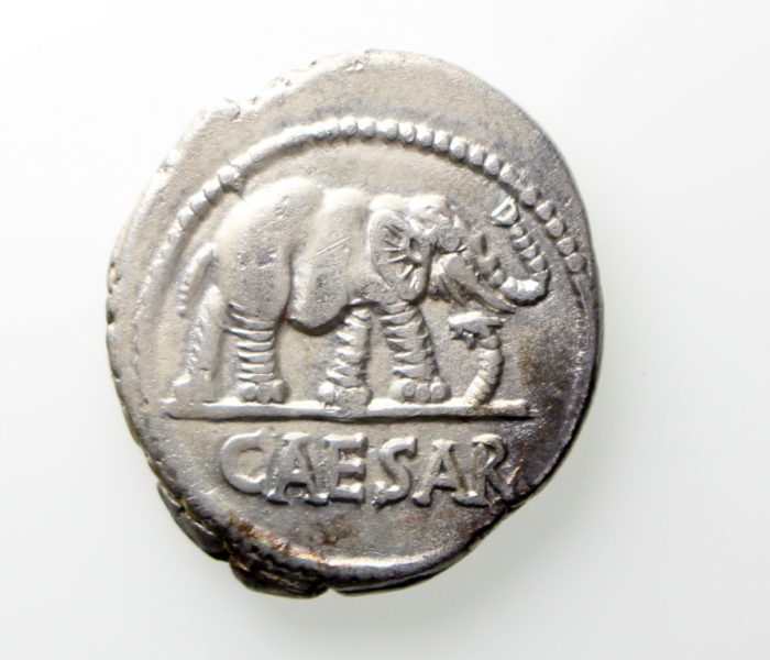 Julius Caesar Silver Denarius 49BC Elephant -0