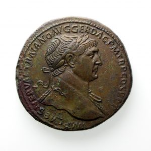Trajan Bronze Sestertius 98-117AD Execptional portrait-12590