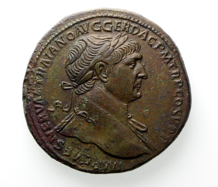 Trajan Bronze Sestertius 98-117AD Execptional portrait-12590