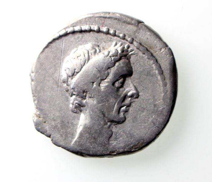 Julius Caesar Silver Denarius 46BC Portrait -13384