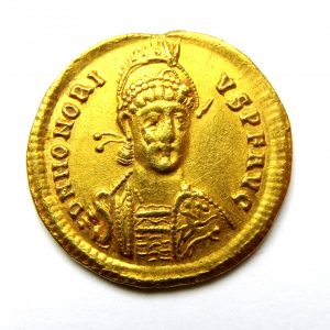 Honorius Gold Solidus 395-423AD-13450