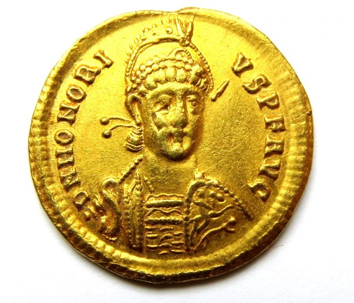 Honorius Gold Solidus 395-423AD-13450