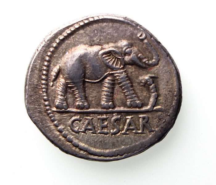 Julius Caesar Silver Denarius 46BC Exceptional -14360