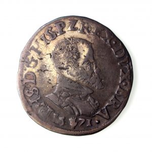 Philip II of Spain Flanders SIlver 1/5th Ecu 1556-1598AD 1571AD-15018