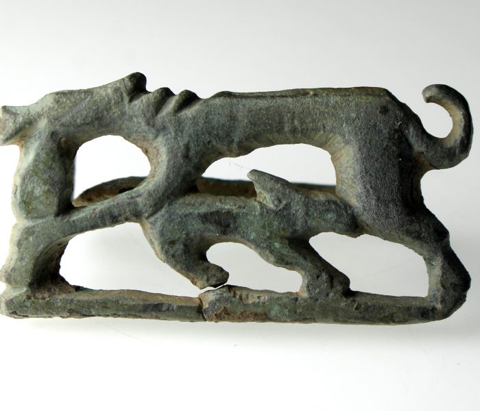 Roman Bronze Zoomorphic Plate Brooch Hare and Hound 2nd Century AD-15616