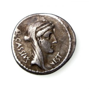 Roman Republic Q. Cassius Longinus Silver Denarius 55BC Temple of Vesta-15837