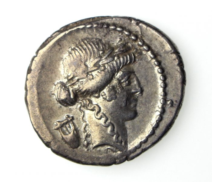 P Clodius Turrinus Silver Denarius 42BC-16125