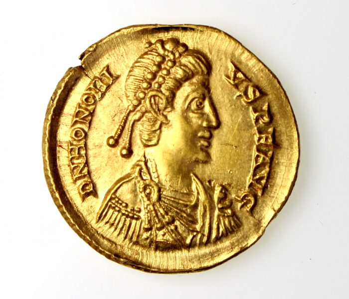 Honorius Gold Solidus 393-423AD Milan -16223