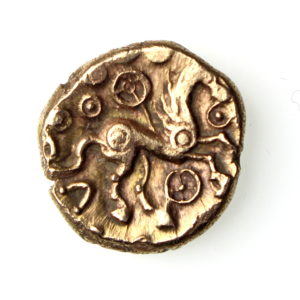 Trinovantes Whaddon Chase series Gold Stater pole Wheel type 45-40BC ext. rare-16245