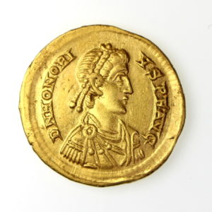 Honorius Gold Solidus 395-423AD Milan-16518