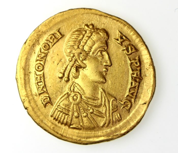 Honorius Gold Solidus 395-423AD Milan-16518