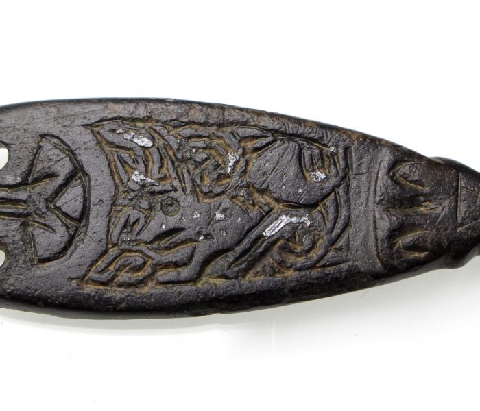 Anglo Saxon Bronze Strap End showing Wonderful Animal Art-16941