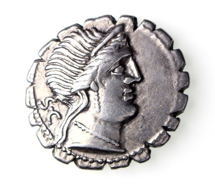 C. Naevius Balbus Silver Denarius Serratus 80BC-17030