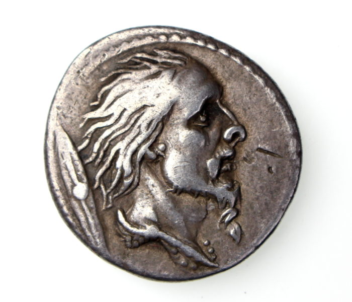 L. Hostilius Saserna Silver Denarius 48BC Vercingetorix ext. rare -17397