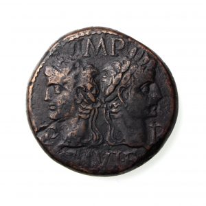 Augustus & Agrippa Bronze Dupondius 27BC-14AD Nemausus-17403