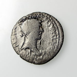 Mark Anthony and Cleopatra Silver Denarius 34BC ext rare-17757