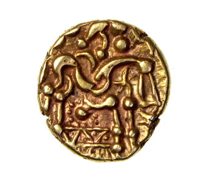 Corieltauvi Gold Stater North East Coast Rt. facing with sun 70-55BC-18078