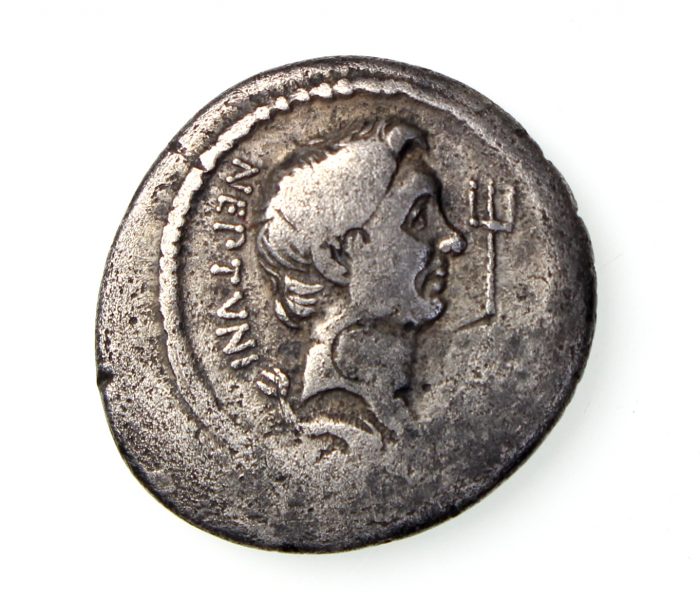 Sextus Pompey Silver Denarius 67-35BC Galley-18087