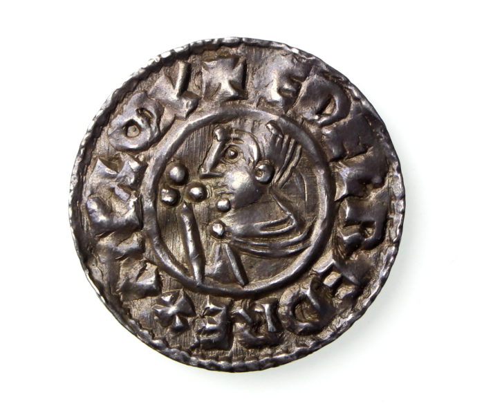 Aethelred II Silver Penny 978-1016AD Crux type Totnes -18177