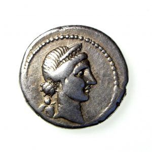 Julius Caesar Silver Denarius Spanish mint 49-44BC-18288