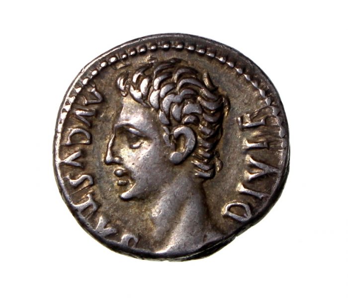 Augustus Silver Denarius 27BC-14AD ext. rare head left -18451