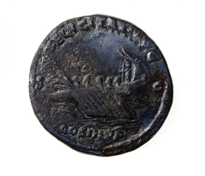 Hadrian Bronze As 117-138AD Galley-18476