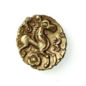 Trinovantes Gold Quarter Stater Whaddon Rose 45-40BC ext. rare-18500