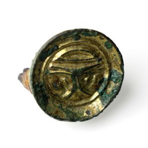 Anglo Saxon Button Brooch Gilded Chip Carved c.7th Century AD-18620