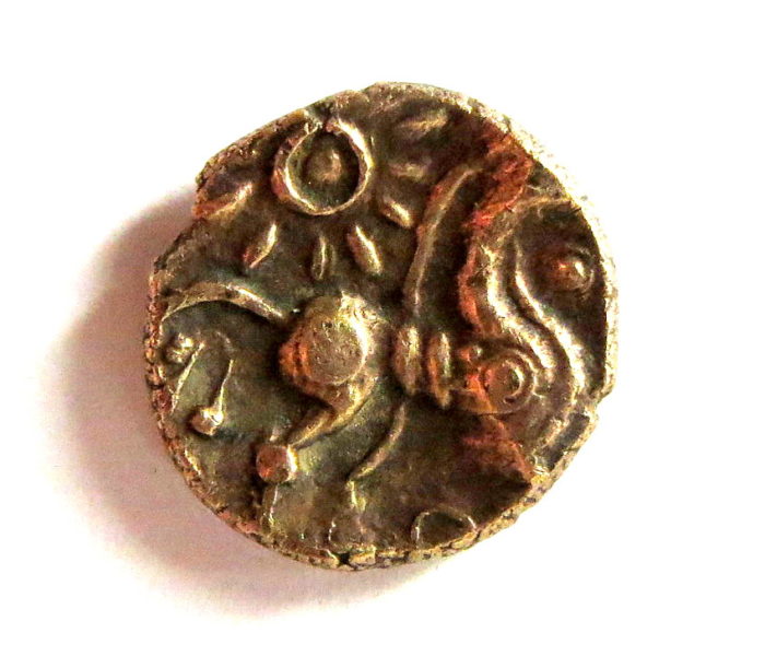 Belgae, Ringed Horse Right quarter stater, -18952