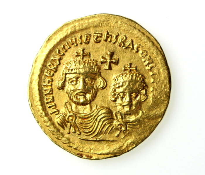 Heraclius & Herac. Constantine Gold Constantine 610-641AD Jerusalem -19002