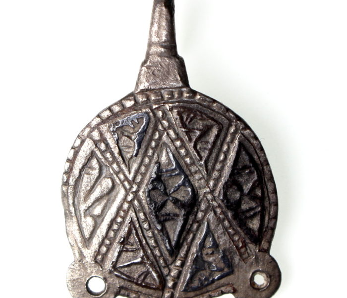 A Wonderful Silver Anglo Saxon Dress Hook with Niello Inlay -19144