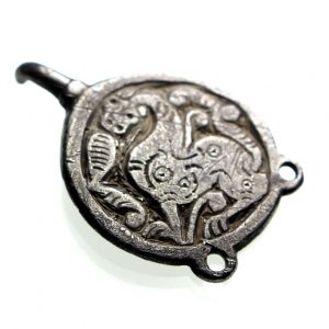 Silver Anglo Saxon Dress Hook Depicting Wonderful Beast.-0
