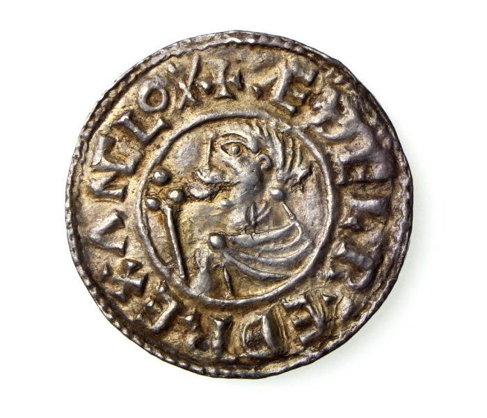 Aethelred II Silver Penny 978-1016AD Crux type, Saewine Wilton -19519